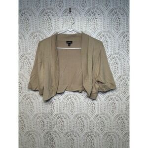 Torrid Womens Tan Metallic Knit Cropped Bolero Cardigan Sweater Size 3